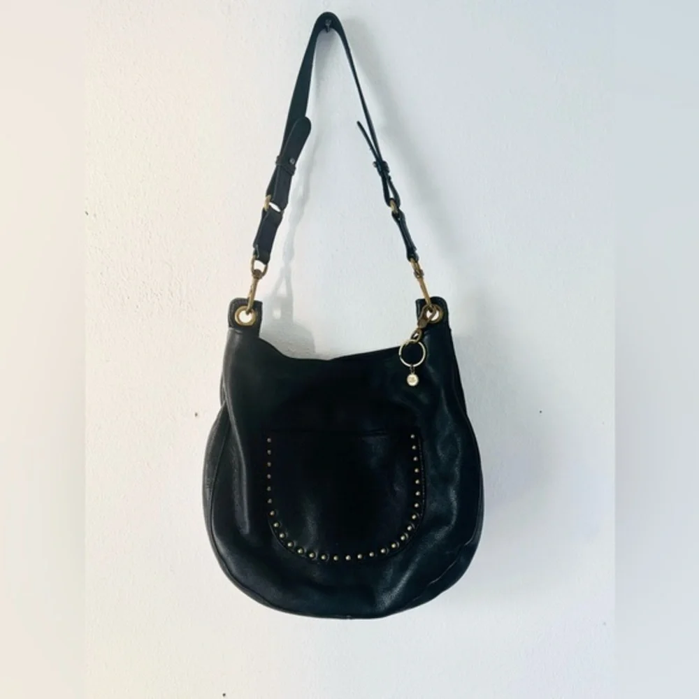 The Sak Zinnia Studded Black Leather Shoulder Bag/ Hobo/ Satchel/ Purse